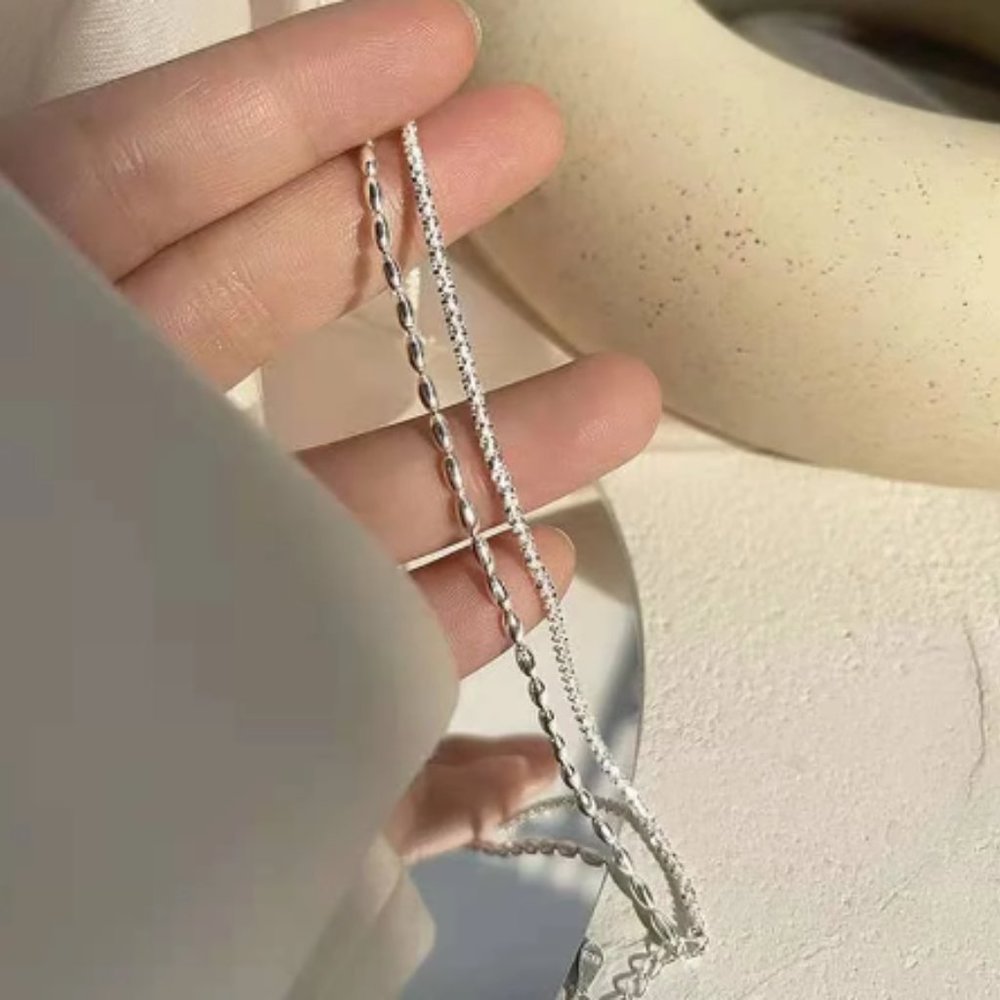 925 Sterling Silver Double Layer Bracelet Engagement Wedding Women Fine Jewelry - Picture 3 of 7